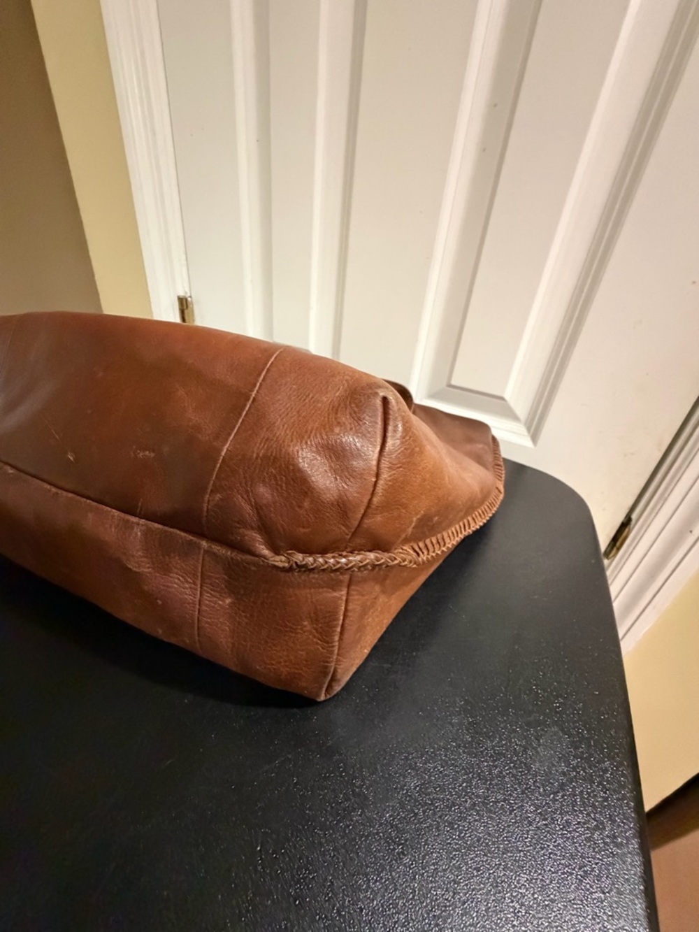 Lucky Brand Cognac Brown Leather hobo Shoulder Bag with tassels - Picture 8 of 10